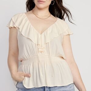 XXL - Old Navy | Waist-Defined Ruffle-Trim Top